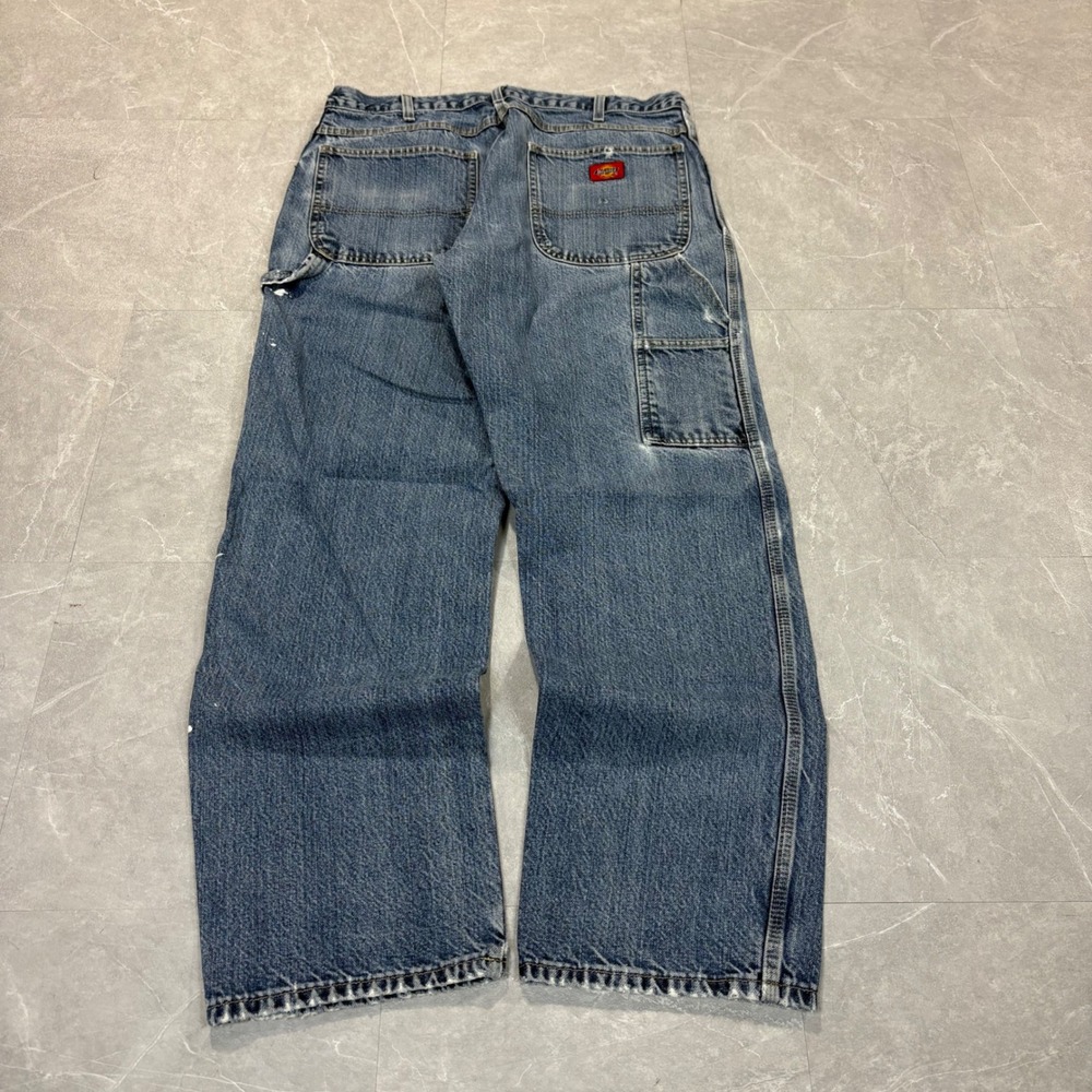 Dickies Relaxed Fit Carpenter Jeans Mens 34x32 Blue Denim Workwear Pants 1993RNB